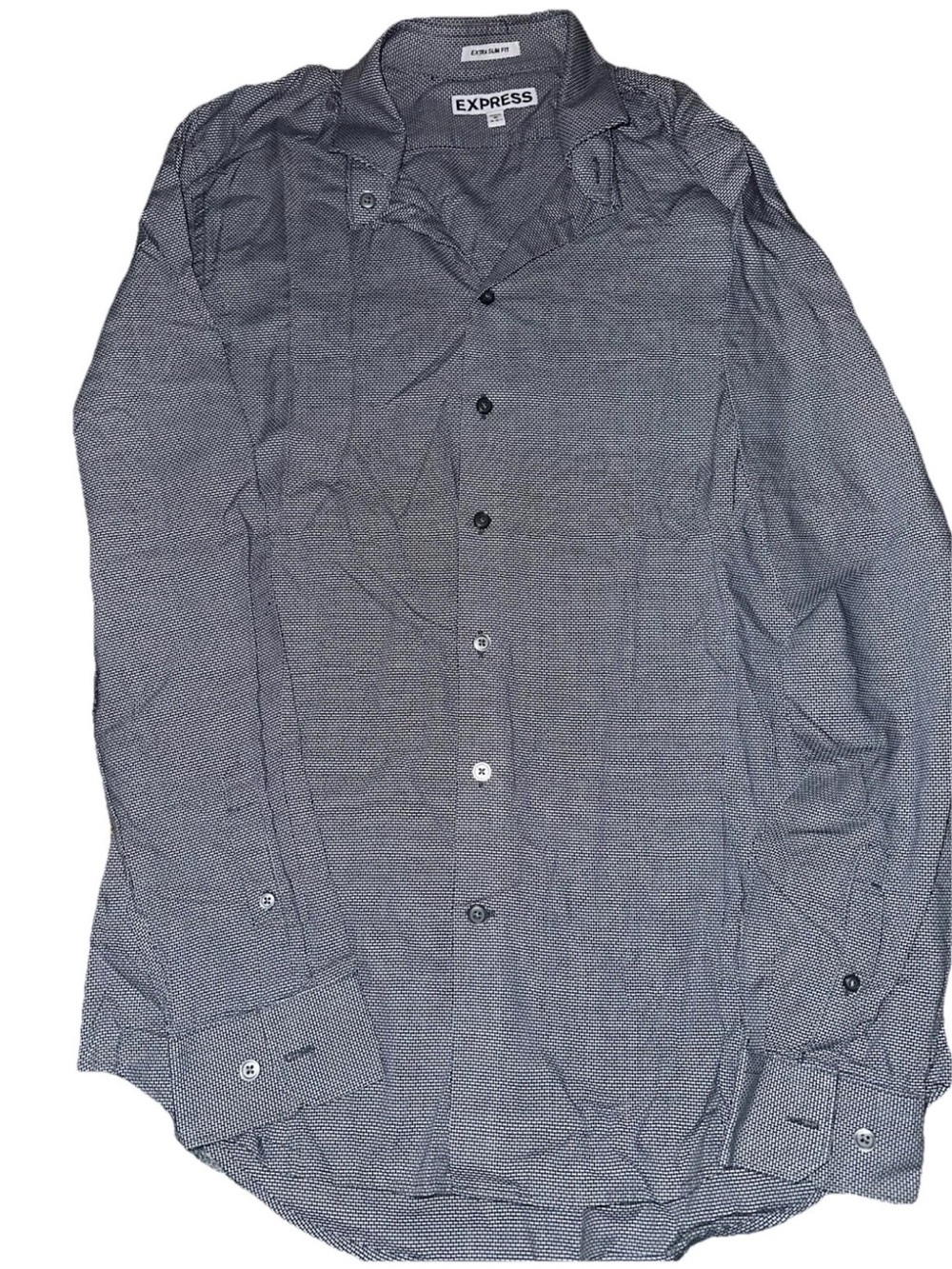 Express Men's Button-Down Shirt in Gray Microprint